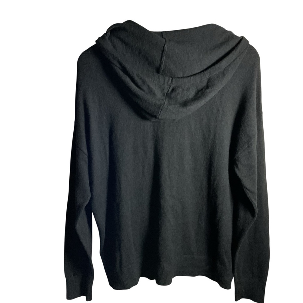 Luxury Premier Cashmere Blend Black Hooded Sweater Hoodie Cozycore Super Soft - Picture 3 of 4